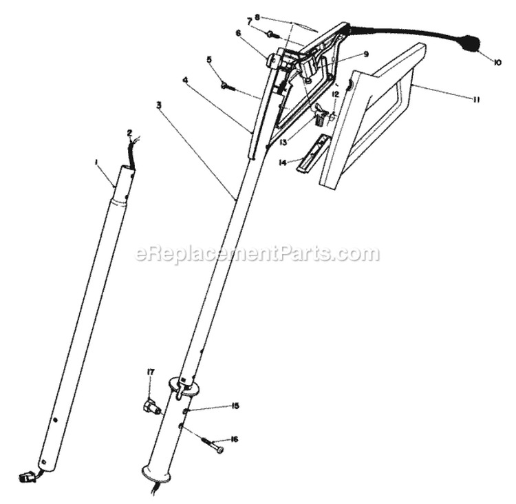 Handle Assembly Diagram and Parts List for 38310 3000001-3999999 - 1983 Lawn Boy Snow Blower